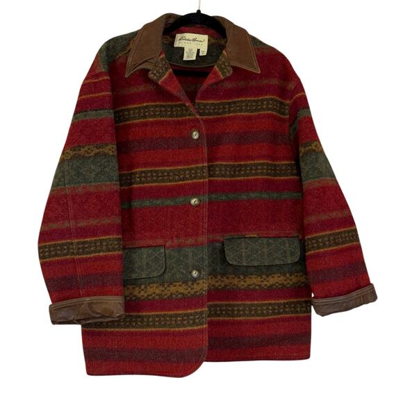 Vintage 90’s Wool Blanket Barn Eddie Bauer Jacket Women’s S Cottage Prairie Art - Picture 2 of 12